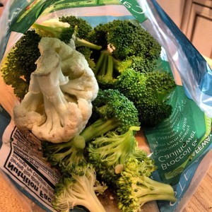 raw veggies from bag