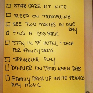 a snippet of the child's summer bucket list.